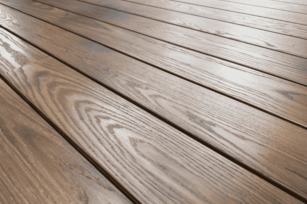 Natural thermally modified wood floorboards made from pine, spruce, and ash for modern interior design.